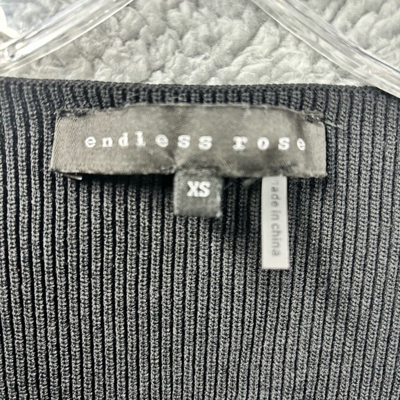 Endless Rose Dress Sz XS Black Textured Body Con Mini Stretch Long Sleeve - Picture 5 of 7